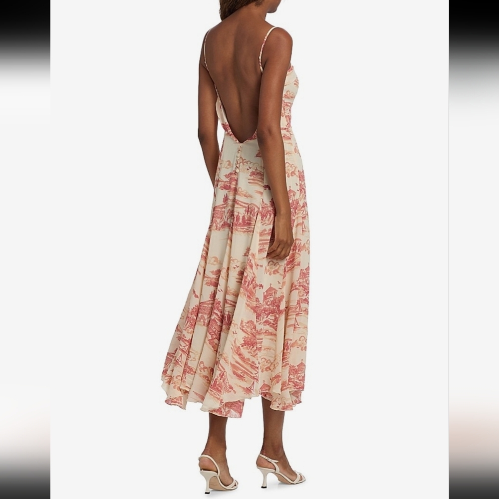 REFORMATION FREDO WATERCOLOR  TOILE MIDI DRESS, SIZE:4